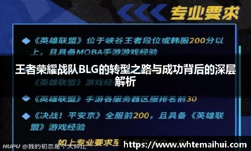 王者荣耀战队BLG的转型之路与成功背后的深层解析
